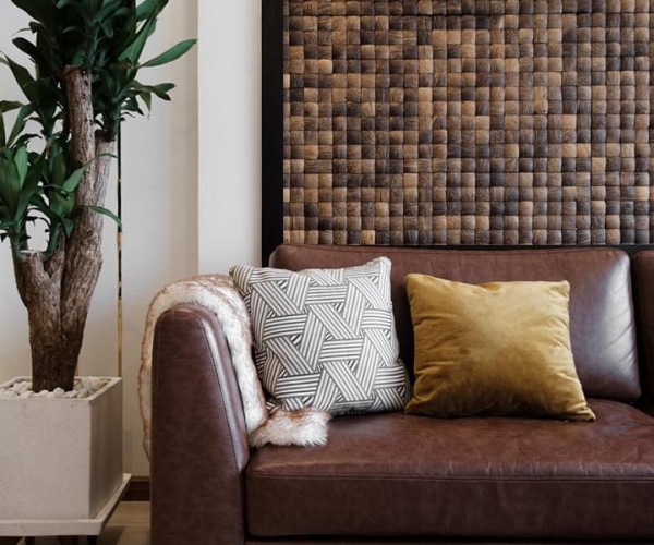 Mosaic gáo dừa - điểm nhấn phòng khách
