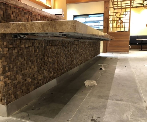 Ốp gáo dừa quầy bar