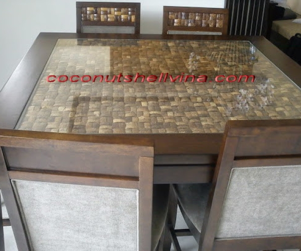 Ốp gáo dừa bộ bàn ăn
