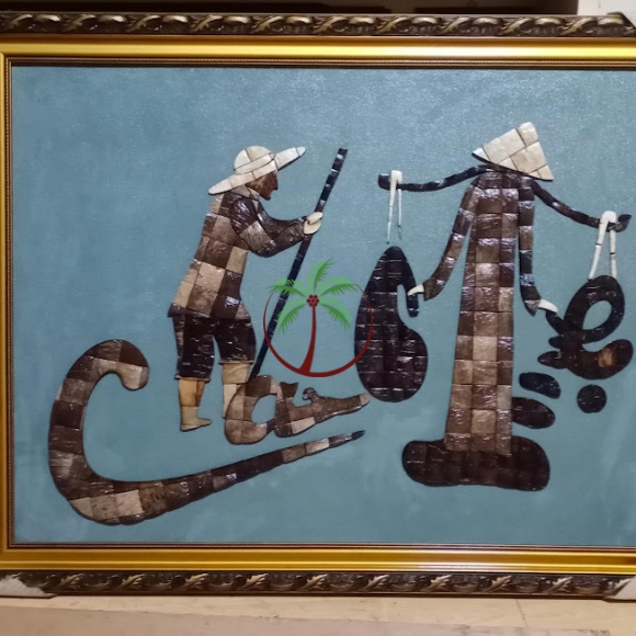 Tranh Gáo Dừa Thư Pháp Cha Mẹ Quà Tặng Cao Cấp