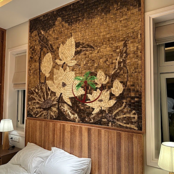 Gạch Gáo Dừa Làm Tranh Mosaic Hoa Sen Nghệ Thuật tại  Bến Tre resort