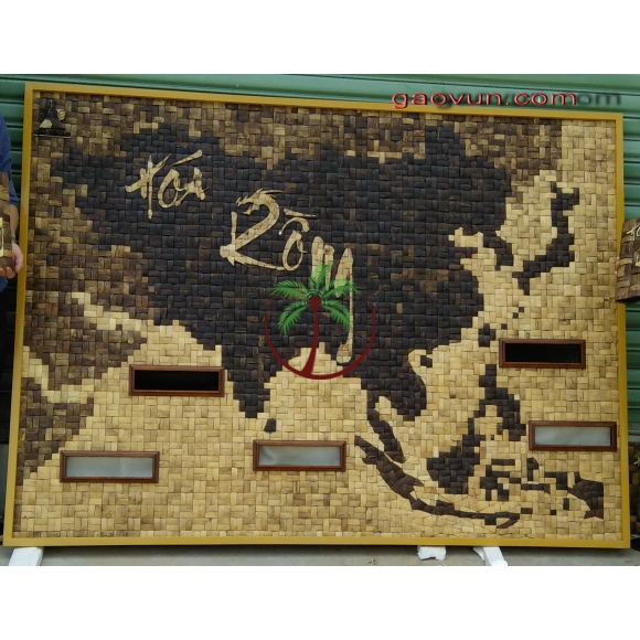 Tranh Mosaic Gáo Dừa "Châu Á Hóa Rồng" Cao Cấp