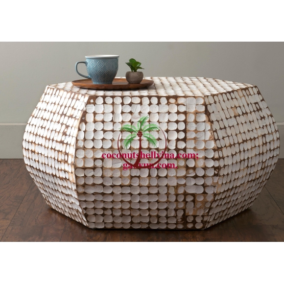 Bàn cafe lục giác  ốp gáo dừa Ngân hà