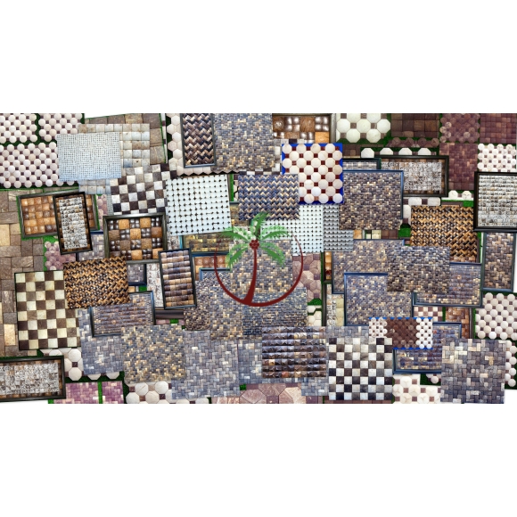 Mosaic  dừa và ốc